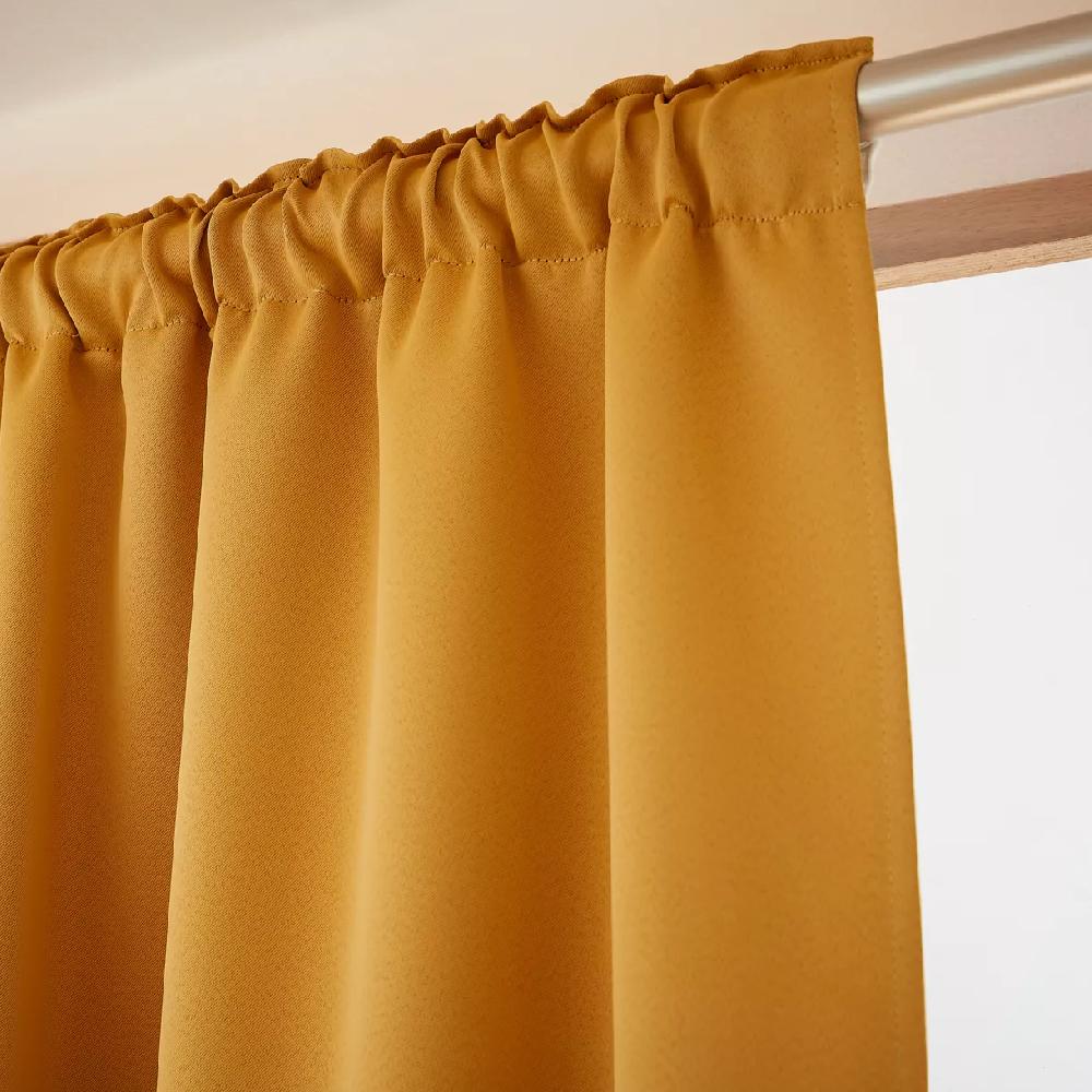 eminza Rideau obscurcissant galon fronceur (140 x 260 cm) Dark Jaune moutarde