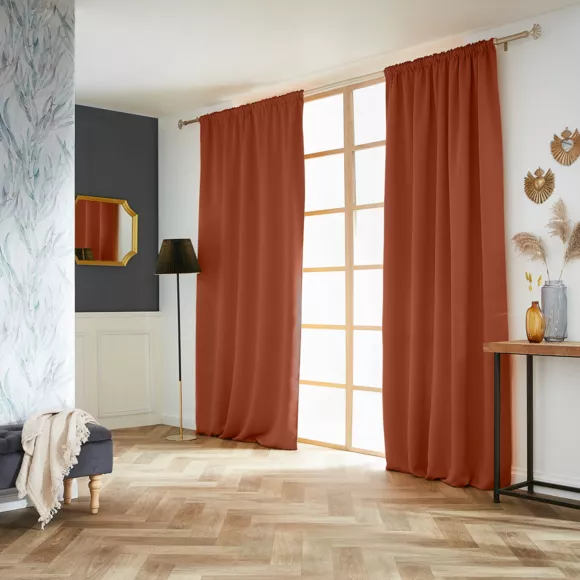 Eminza Rideau Obscurcissant Galon Fronceur (140 X 260 Cm) Dark Terracotta