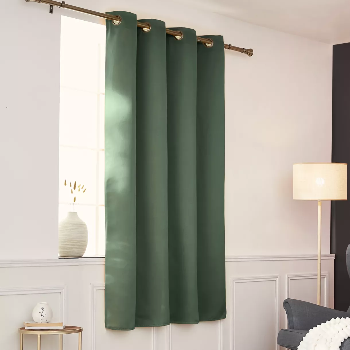 eminza Rideau obscurcissant thermique (140 x 180 cm) Calore Vert romarin