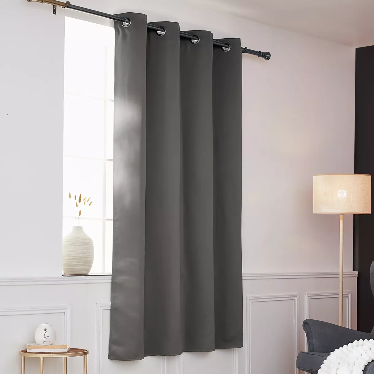 eminza Rideau obscurcissant thermique (140 x 180 cm) Calore Gris anthracite