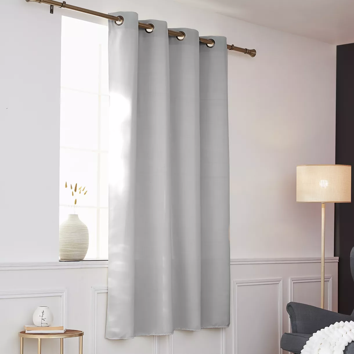 eminza Rideau obscurcissant thermique (140 x 180 cm) Calore Gris clair