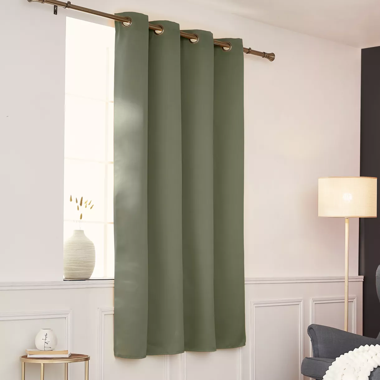 eminza Rideau obscurcissant thermique (140 x 180 cm) Calore Vert kaki