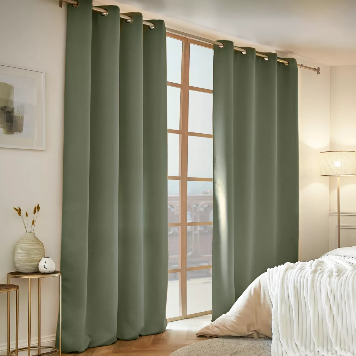 eminza Rideau obscurcissant thermique (140 x 240 cm) Calore Vert kaki