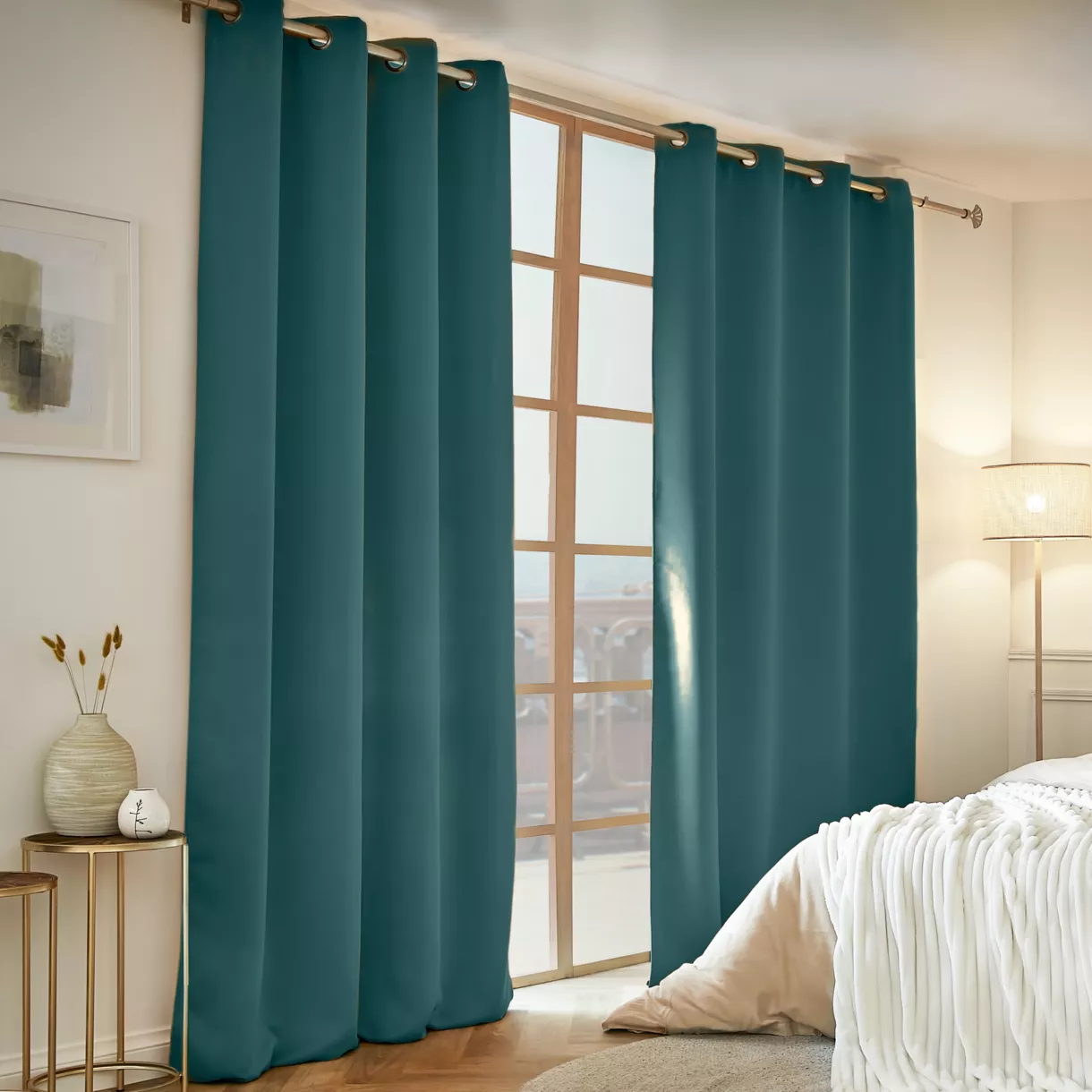 eminza Rideau obscurcissant thermique (140 x 240 cm) Calore Bleu canard