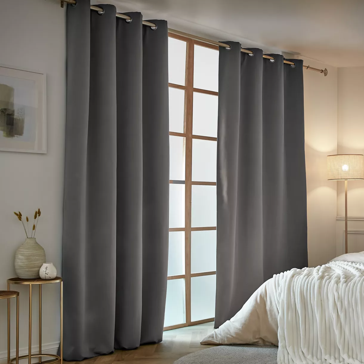 eminza Rideau obscurcissant thermique (140 x 240 cm) Calore Gris anthracite