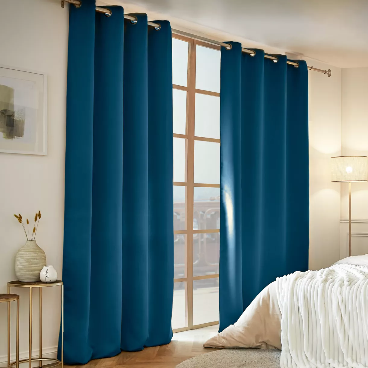 eminza Rideau obscurcissant thermique (140 x 240 cm) Calore Bleu pétrole