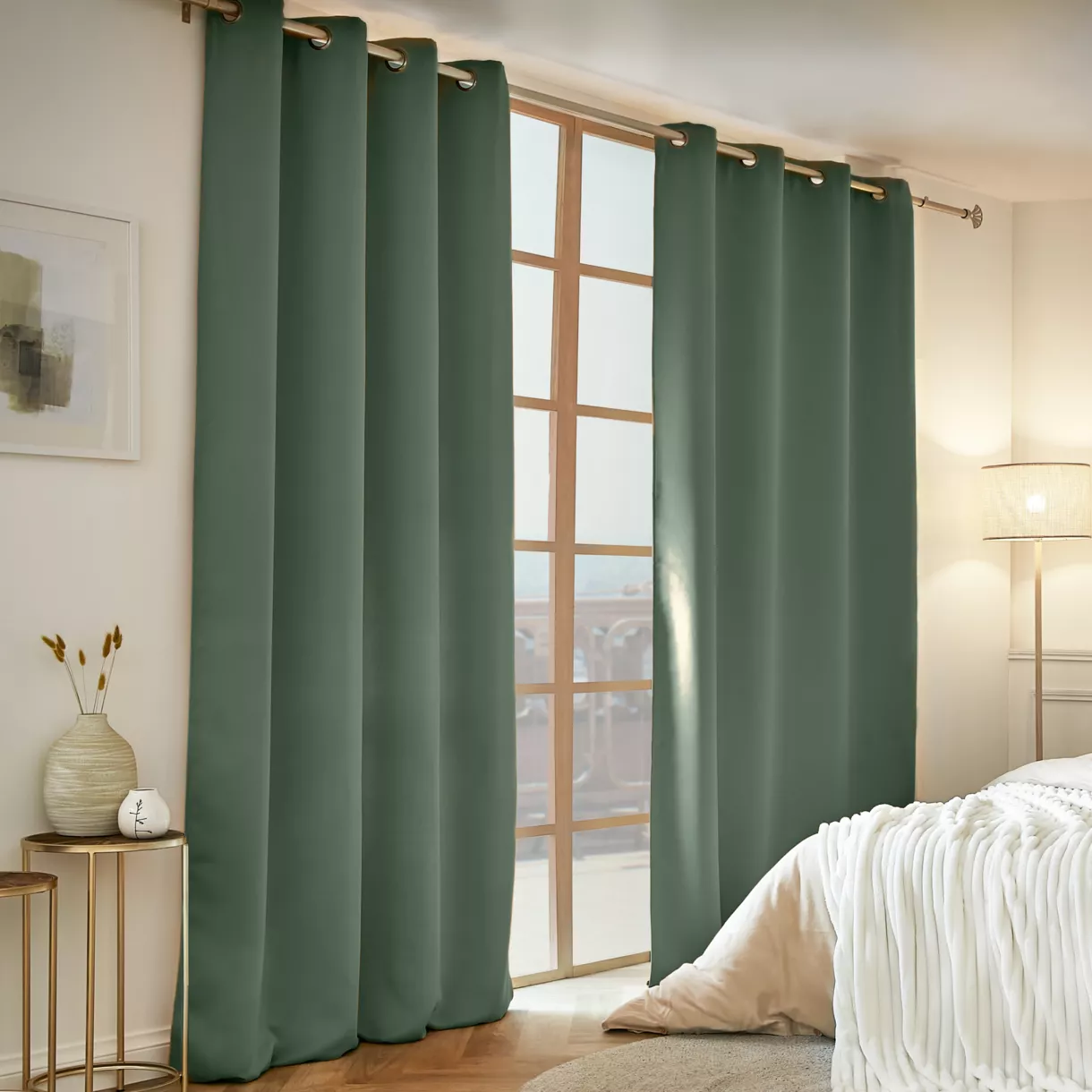 eminza Rideau obscurcissant thermique (140 x 240 cm) Calore Vert romarin