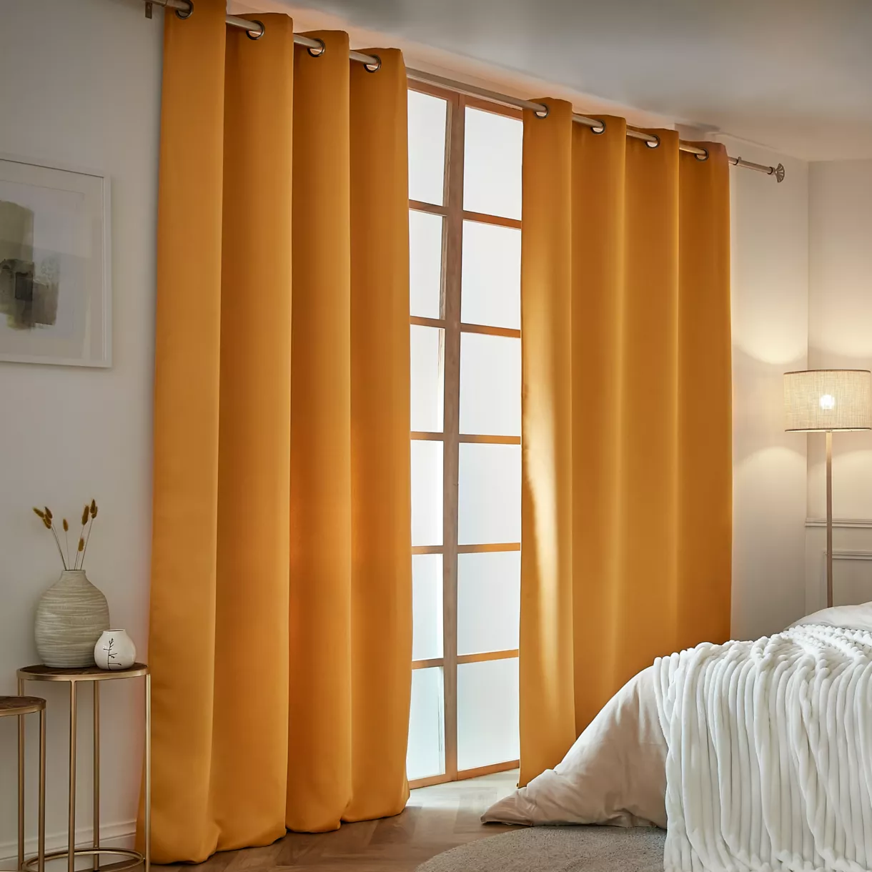 eminza Rideau obscurcissant thermique (140 x 240 cm) Calore Jaune moutarde