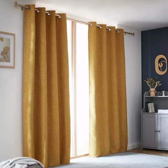Eminza Rideau Obscurcissant Thermique (140 X 280 Cm) Alba Jaune Moutarde