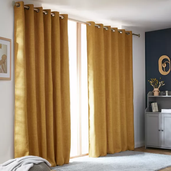 Eminza Rideau Obscurcissant Thermique (180 X 260 Cm) Alba Jaune Moutarde