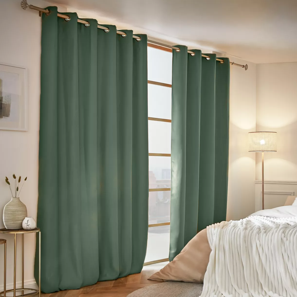 eminza Rideau obscurcissant thermique (180 x 260 cm) Calore Vert romarin
