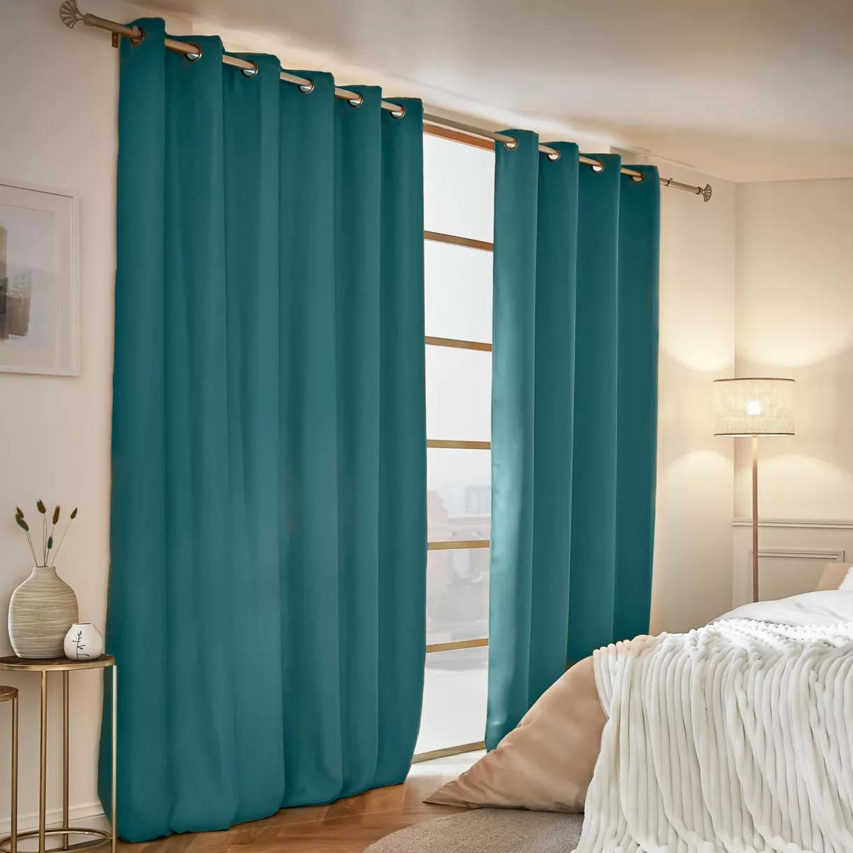 eminza Rideau obscurcissant thermique (180 x 260 cm) Calore Bleu canard