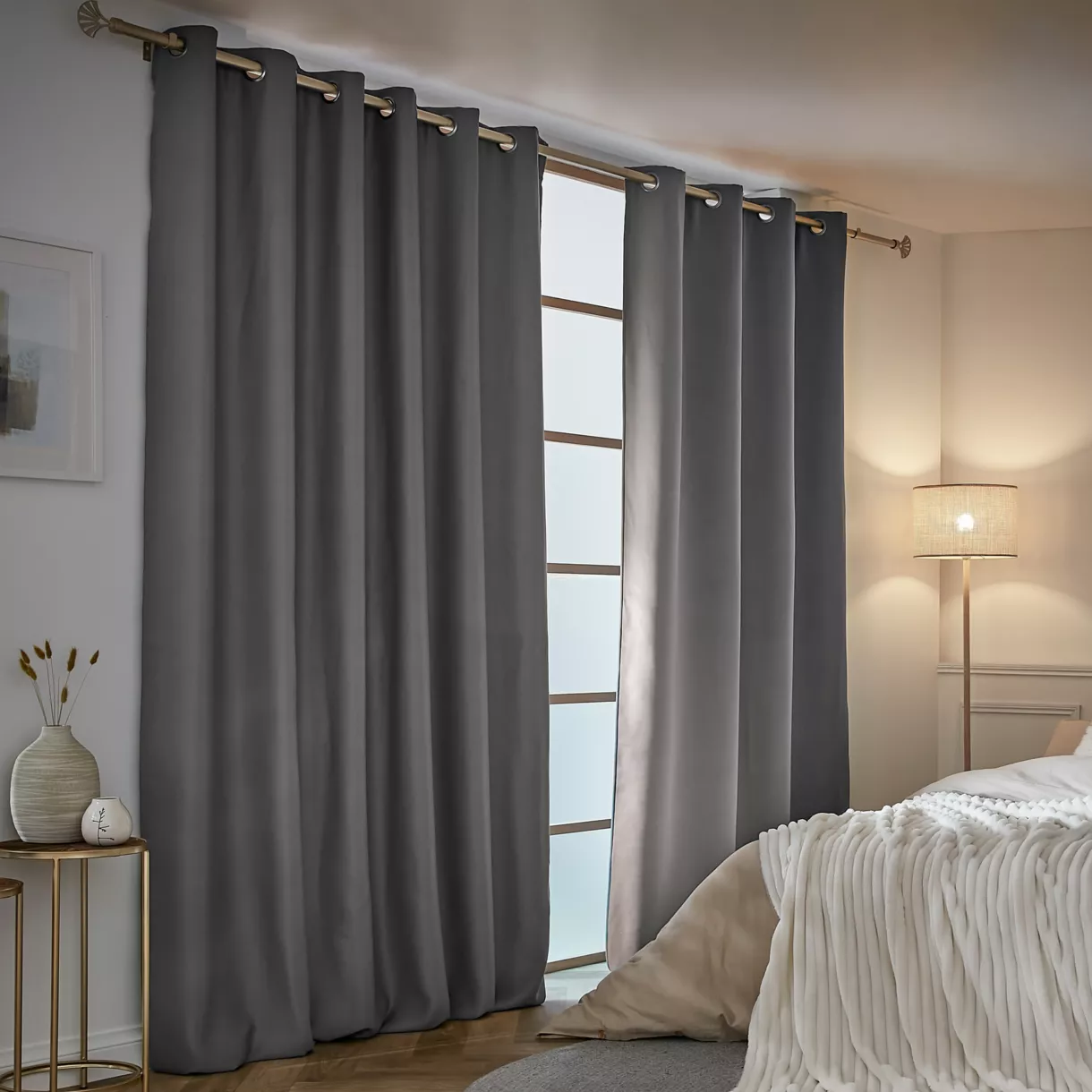 eminza Rideau obscurcissant thermique (180 x 260 cm) Calore Gris anthracite