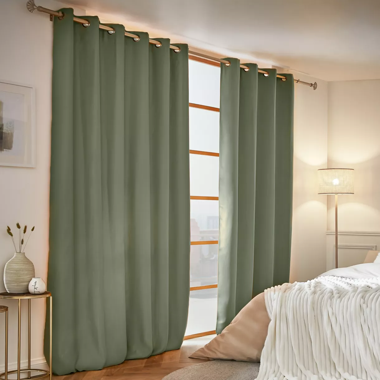 eminza Rideau obscurcissant thermique (180 x 260 cm) Calore Vert kaki