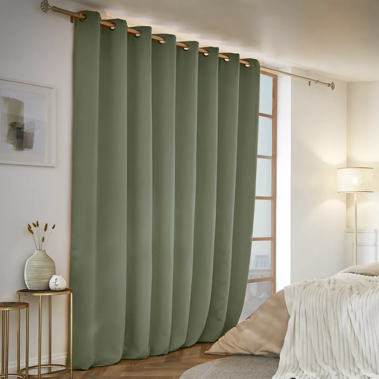 eminza Rideau obscurcissant thermique (280 x 260 cm) Calore Vert kaki