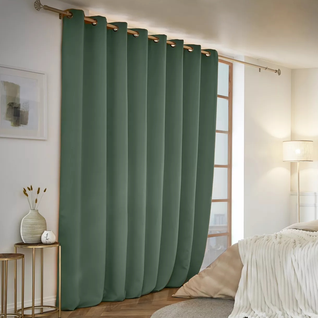 eminza Rideau obscurcissant thermique (280 x 260 cm) Calore Vert romarin