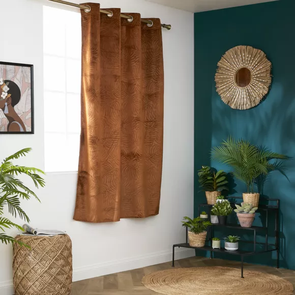 Eminza Rideau Obscurcissant Velours (140 X 180 Cm) Fern Camel