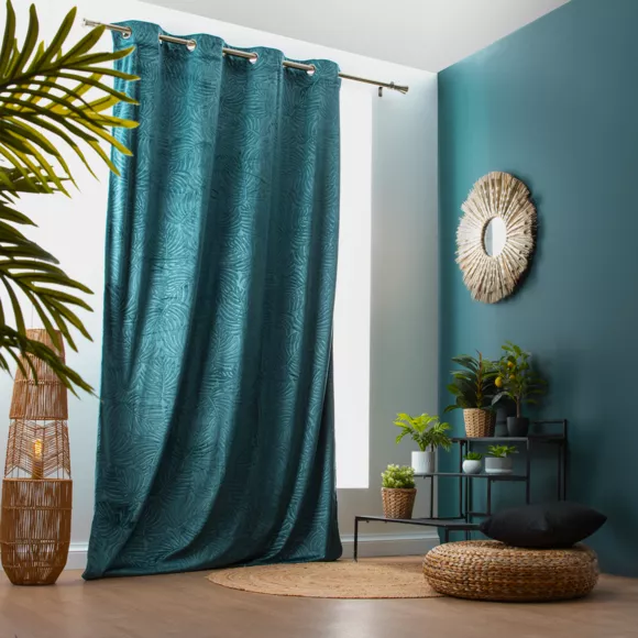 Eminza Rideau Obscurcissant Velours (140 X 240 Cm) Fern Bleu Pétrole