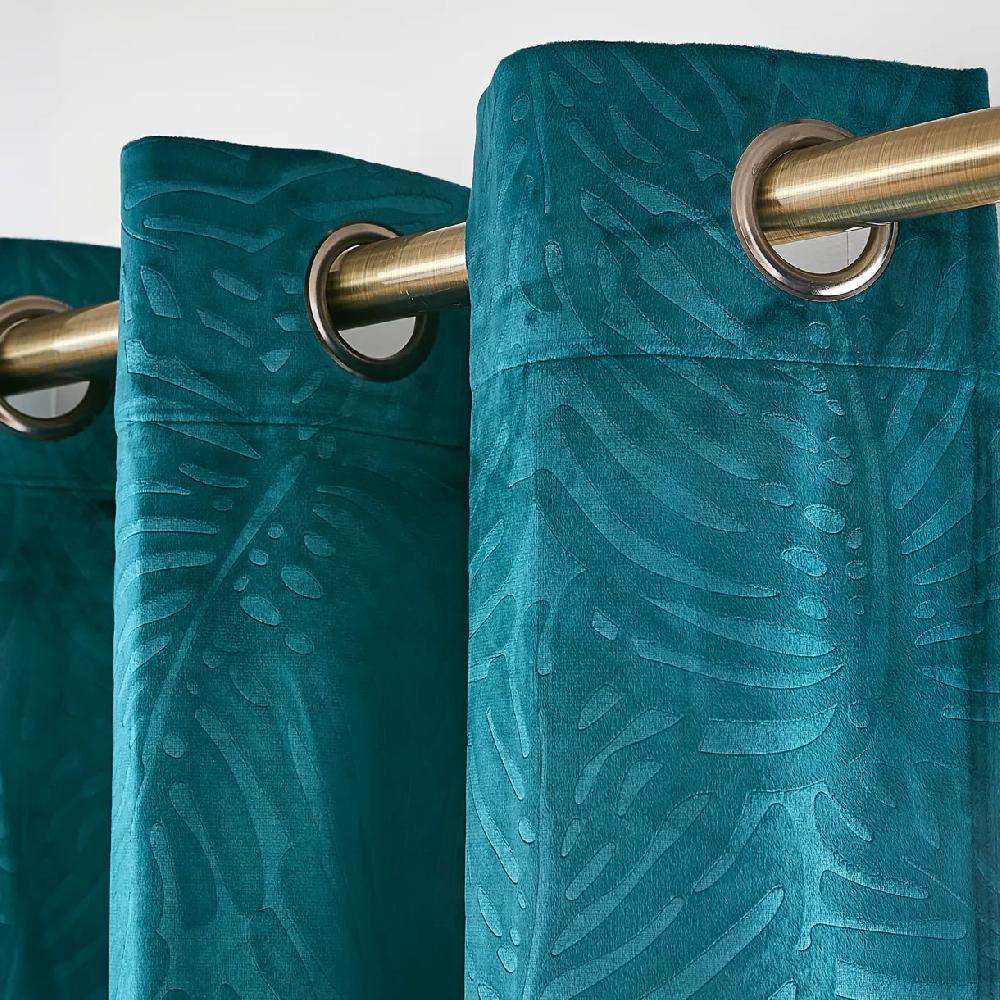 eminza Rideau obscurcissant velours (140 x 240 cm) Fern Bleu pétrole