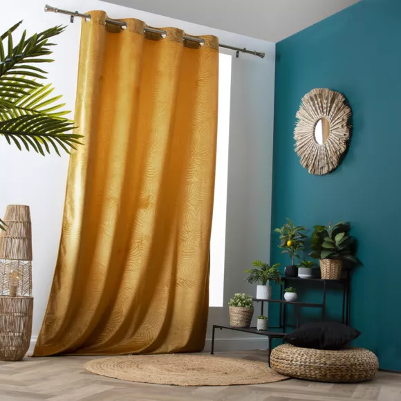Eminza Rideau Obscurcissant Velours (140 X 240 Cm) Fern Jaune Ocre