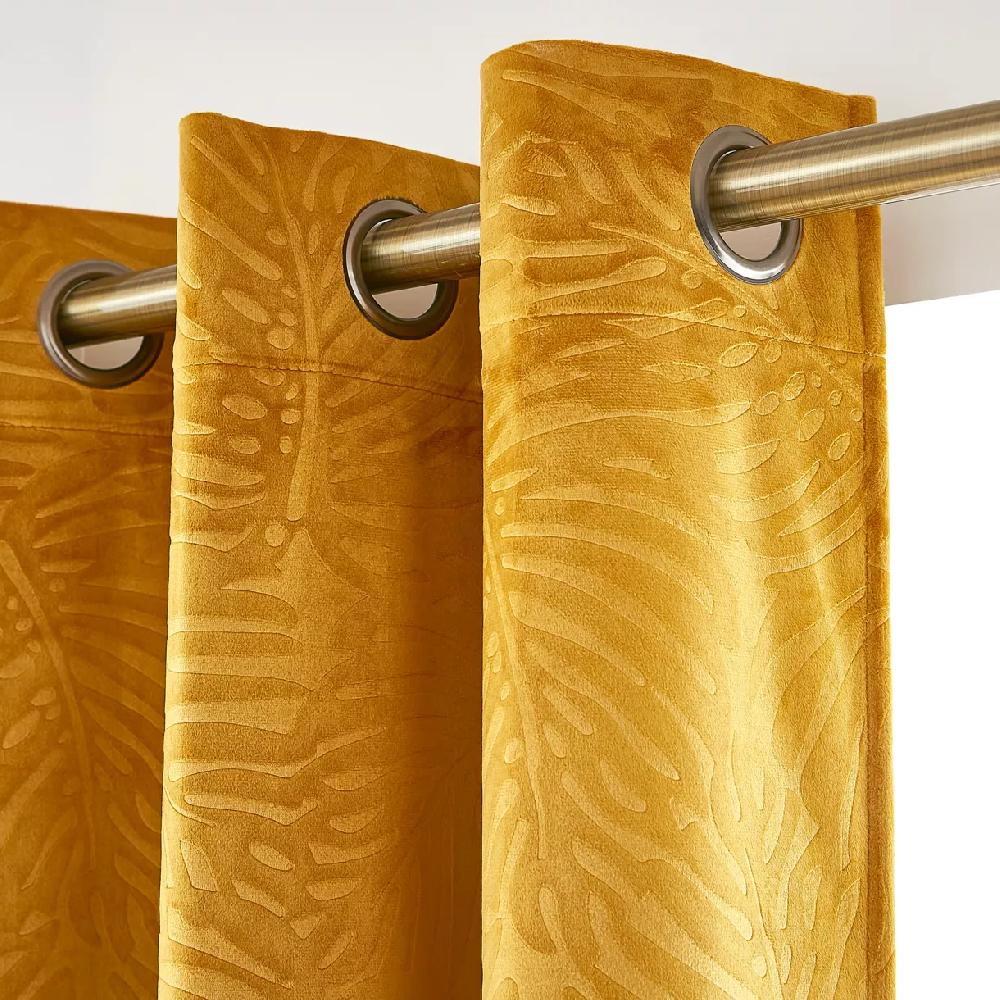 eminza Rideau obscurcissant velours (140 x 240 cm) Fern Jaune ocre