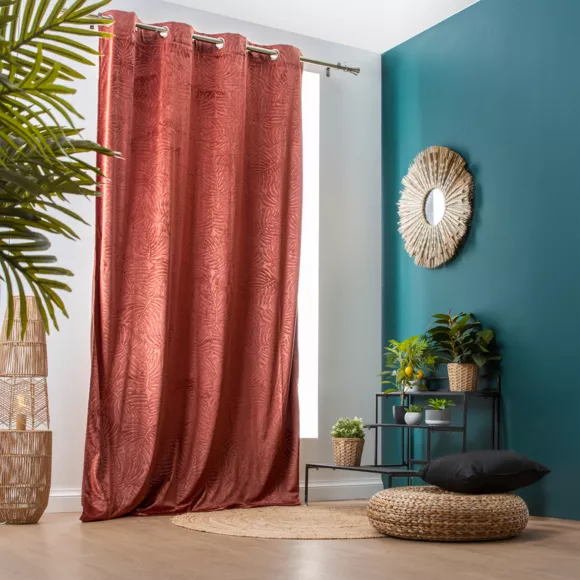 Eminza Rideau Obscurcissant Velours (140 X 240 Cm) Fern Terracotta