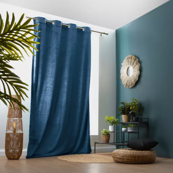 Eminza Rideau Obscurcissant Velours (140 X 280 Cm) Fern Bleu Marine