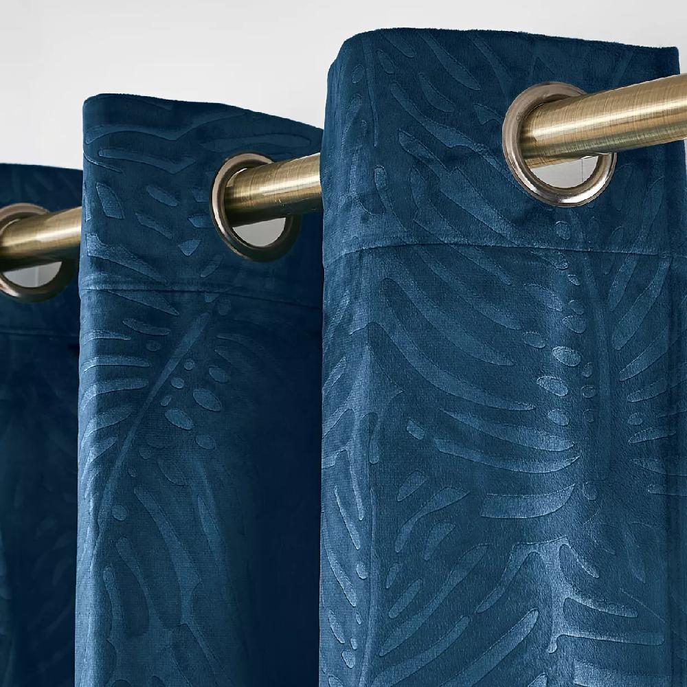 eminza Rideau obscurcissant velours (140 x 280 cm) Fern Bleu marine