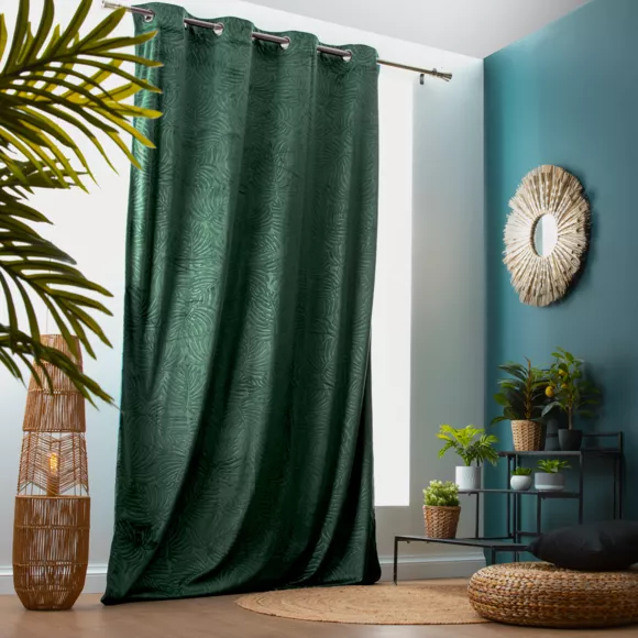 Eminza Rideau Obscurcissant Velours (140 X 280 Cm) Fern Vert Sapin