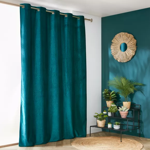 Eminza Rideau Obscurcissant Velours (180 X 260 Cm) Fern Bleu Pétrole