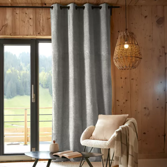 Eminza Rideau Occultant Isolant Total Blackout (140 X 240 Cm) Magnus Gris Titane