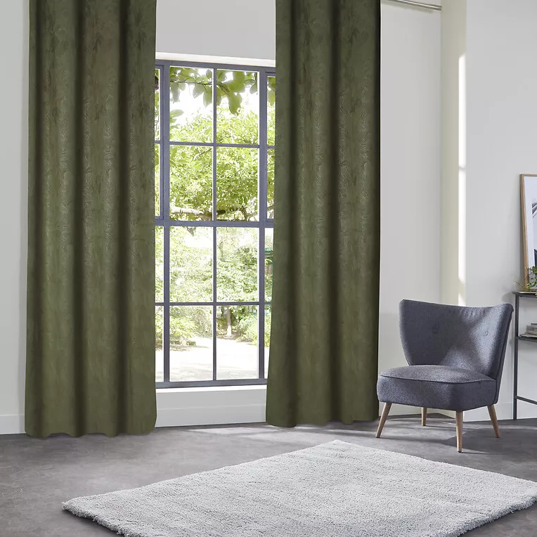 eminza Rideau occultant velours (135 x 260 cm) Fuji Vert kaki