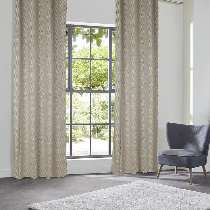 eminza Rideau occultant velours (135 x 260 cm) Yupi Beige lin