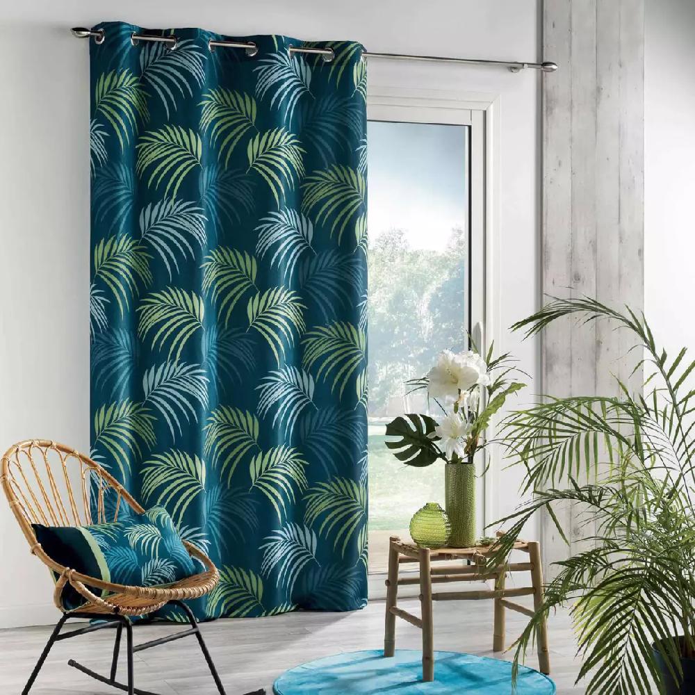 eminza Rideau oeillets (140 X 260 cm) Blue Vegetal Bleu