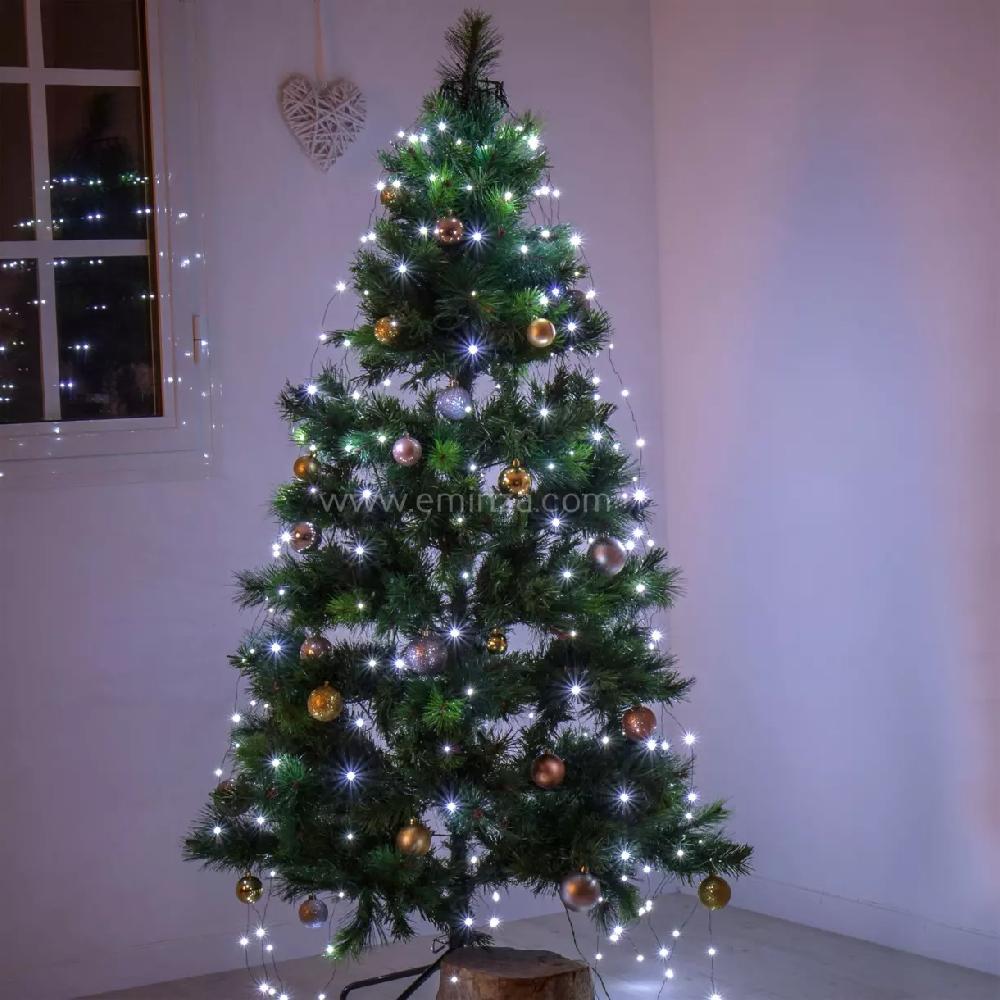 eminza Rideau pour sapin H1 80 m 408 Micro LED Blanc froid