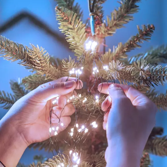 Eminza Rideau Pour Sapin H1 80 M 408 Micro LED Flashing Light Blanc Froid