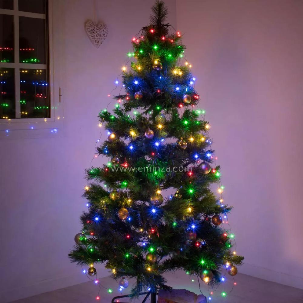 eminza Rideau pour sapin H1 80 m 408 Micro LED Multicolore