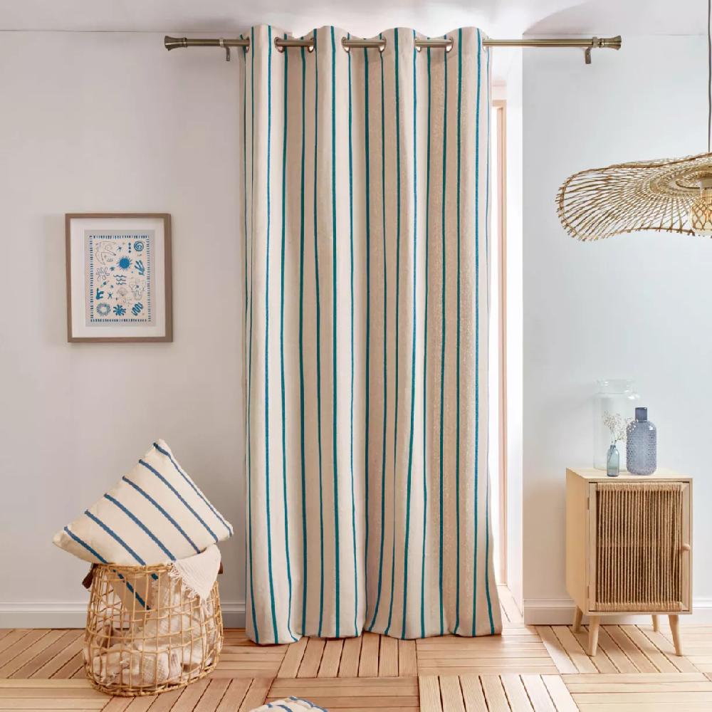 eminza Rideau toile de coton (135 x 260 cm) Ocealys Bleu marine