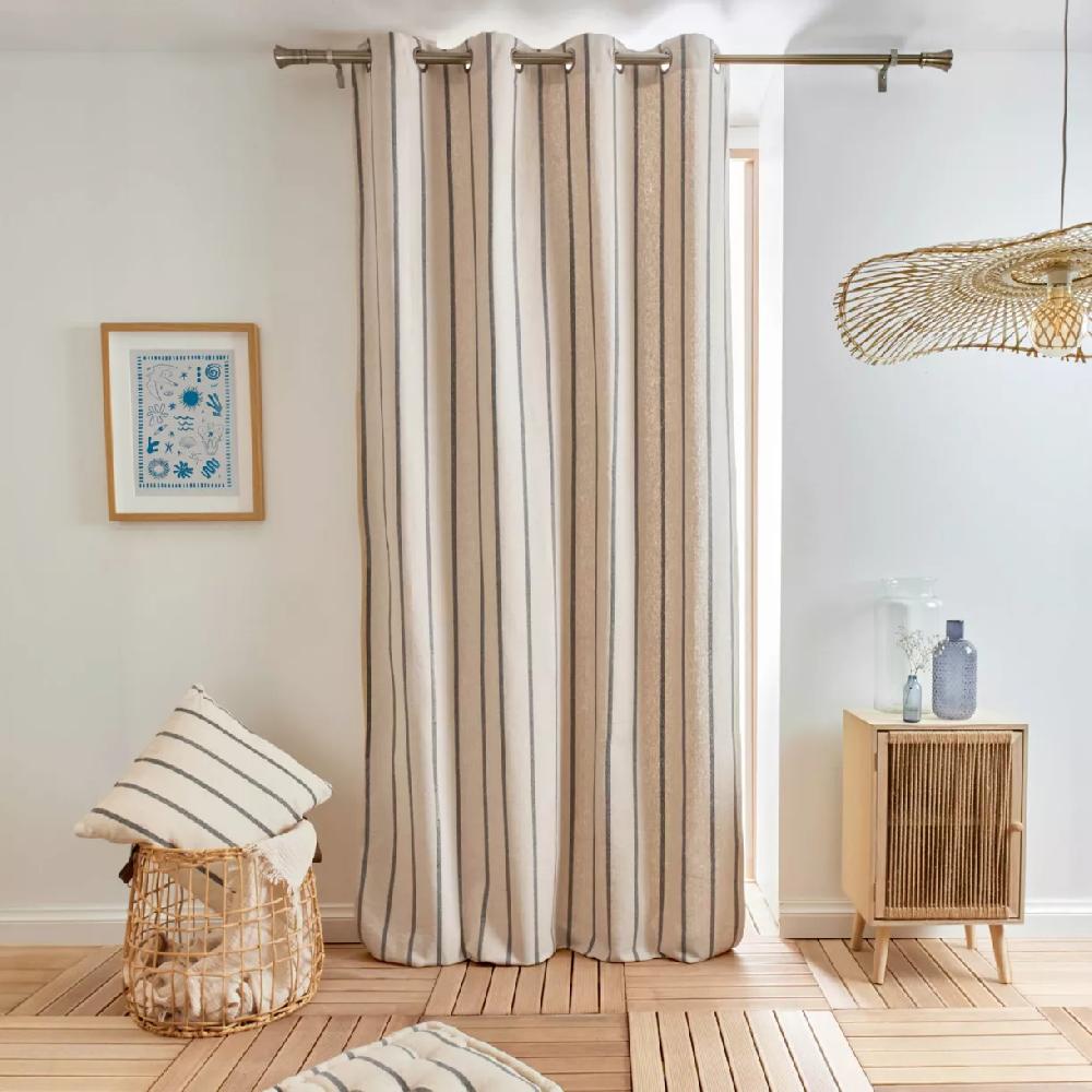 eminza Rideau toile de coton (135 x 260 cm) Ocealys Gris anthracite