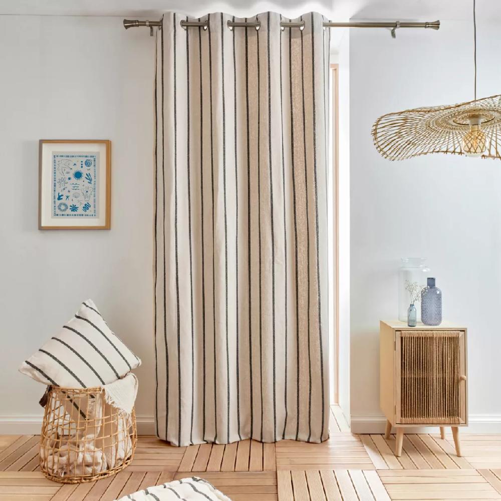 eminza Rideau toile de coton (135 x 260 cm) Ocealys Noir