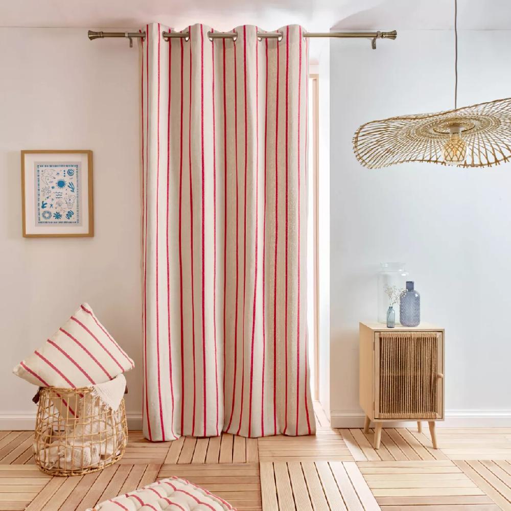 eminza Rideau toile de coton (135 x 260 cm) Ocealys Rouge