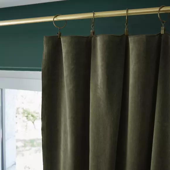 Eminza Rideau Velours De Coton Ajustable (140 X Max 270 Cm) César Vert Thym
