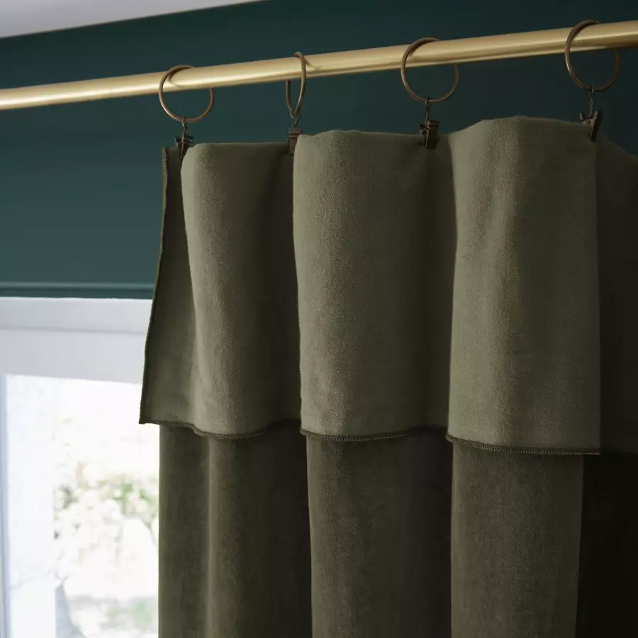 Eminza Rideau Velours De Coton Ajustable (140 X Max 270 Cm) César Vert Thym