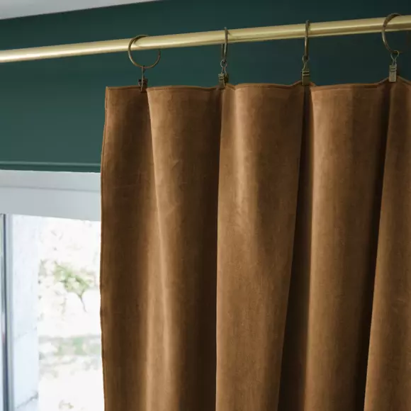 Eminza Rideau Velours De Coton Ajustable (140 X Max 270 Cm) César Camel