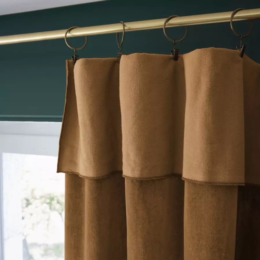 Eminza Rideau Velours De Coton Ajustable (140 X Max 270 Cm) César Camel