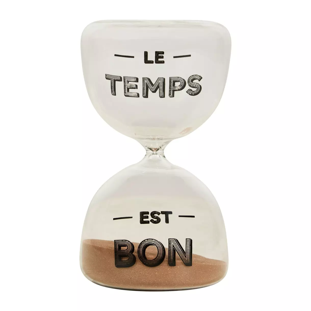 eminza Sablier déco en verre (H14 cm) Le Temps est bon