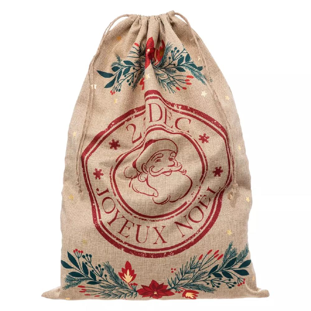 eminza Sac cadeau en jute (H70 cm) Poinsettia Naturel