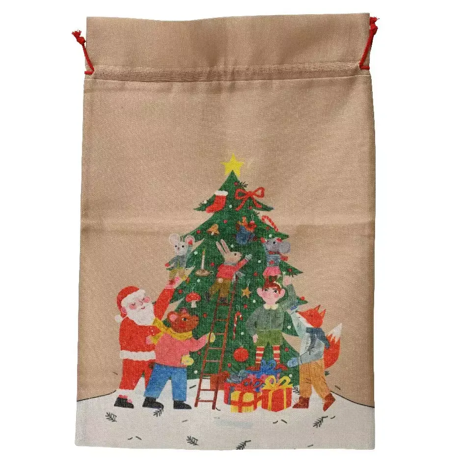 eminza Sac cadeau en tissu (H70 cm) "L'heure des cadeaux"