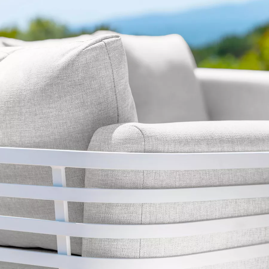 Eminza Salon De Jardin Aluminium 12 Places 8 Pcs Monte Carlo Blanc Et Gris Clair