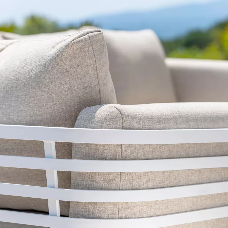 Eminza Salon De Jardin Aluminium 2 Places 3 Pcs Monte Carlo Blanc Et Taupe